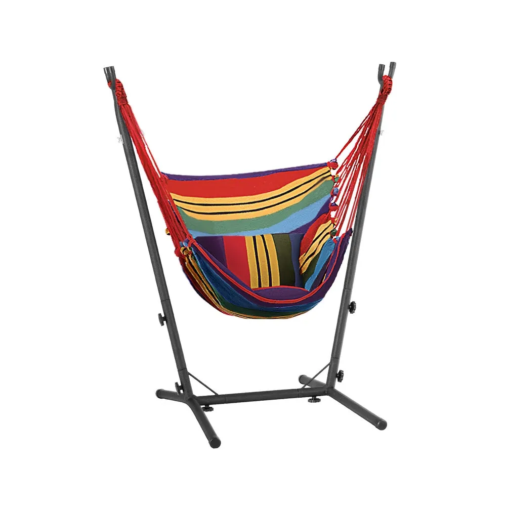 Hammock Chair Outdoor Camping Hanging with Stand - Rainbow