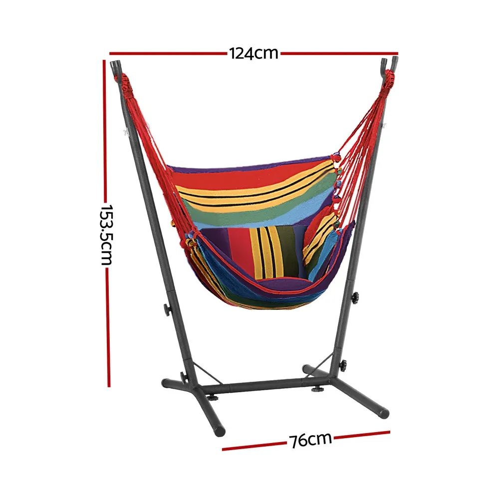 Hammock Chair Outdoor Camping Hanging with Stand - Rainbow