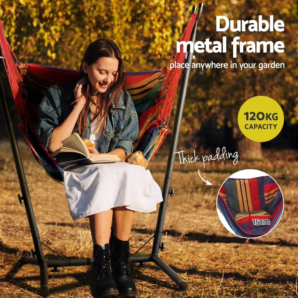 Hammock Chair Outdoor Camping Hanging with Stand - Rainbow