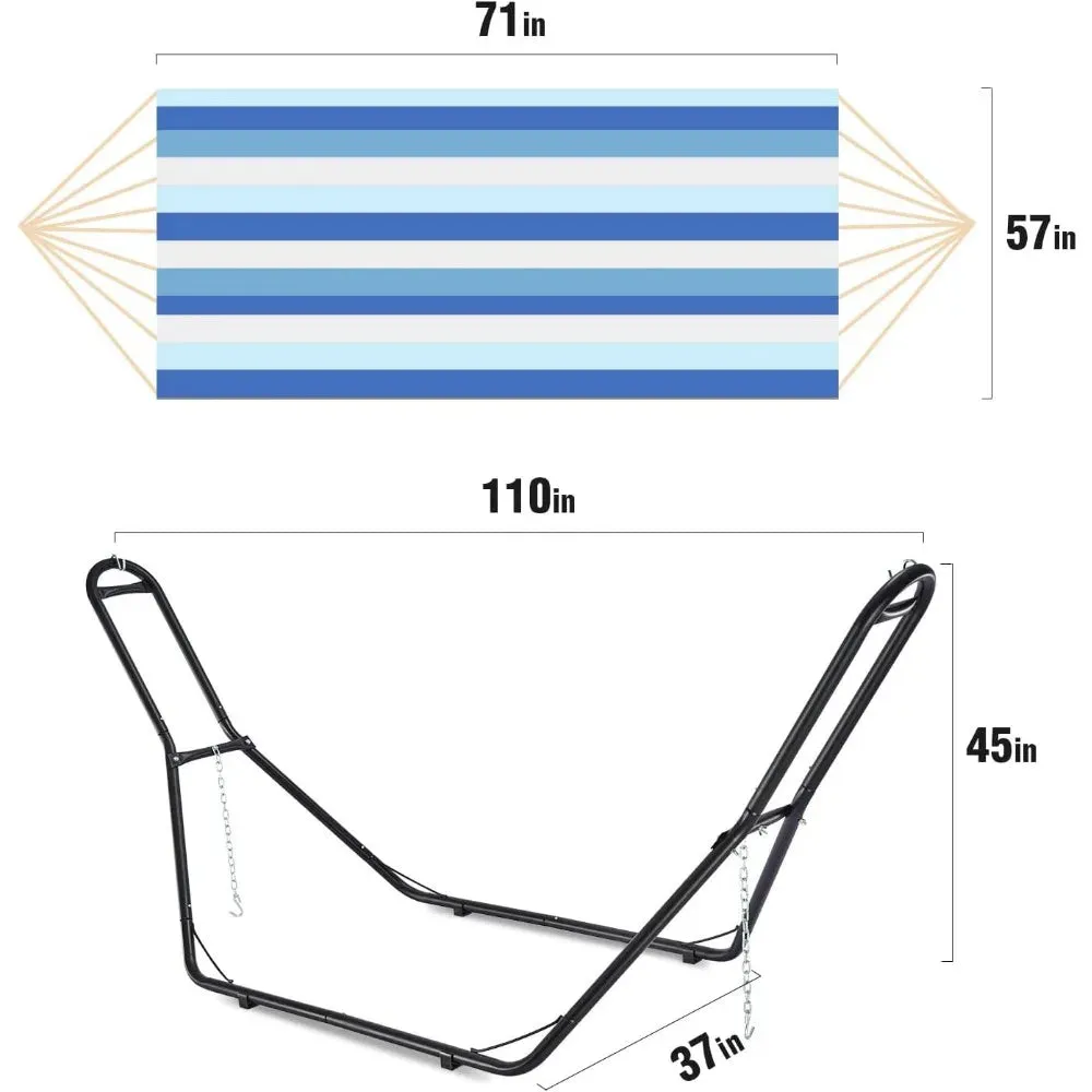 Hammock Stand and Hammock, 2 Person Steel Hammock Frame and Hammock, 550LBS Capacity, Backyard Camping Use