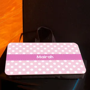 Lap pad <br> Personalised, Pink polka dots