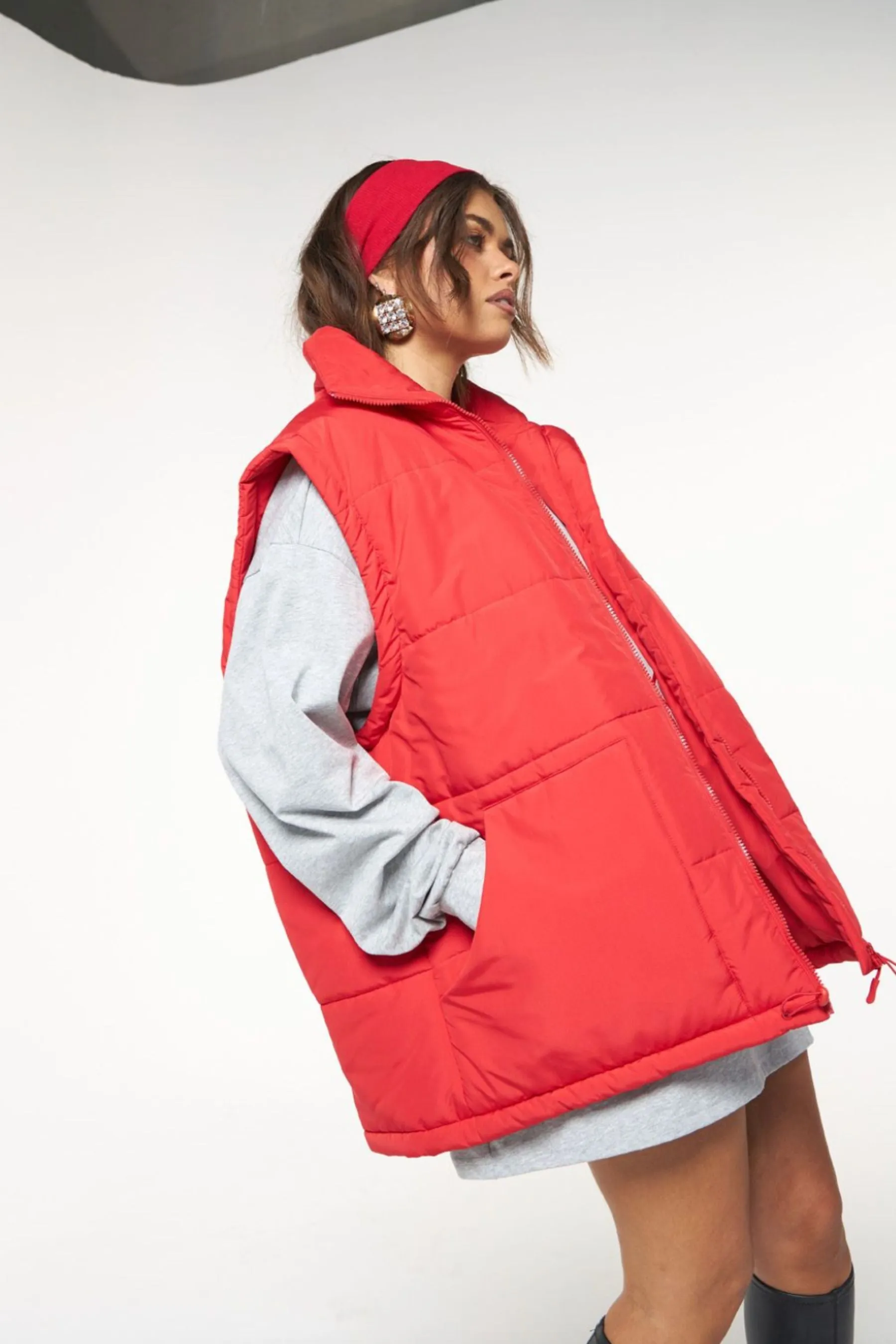 Quinn Puffer Vest | Cherry Red