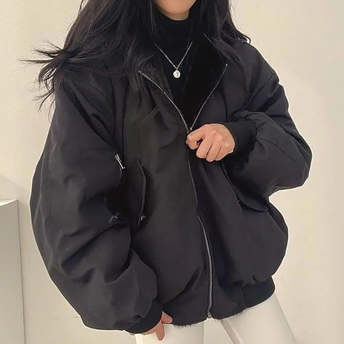 Winter Hoodies for Women Warm Reversible Jacket Oversized Fleece Short Coats Jackets